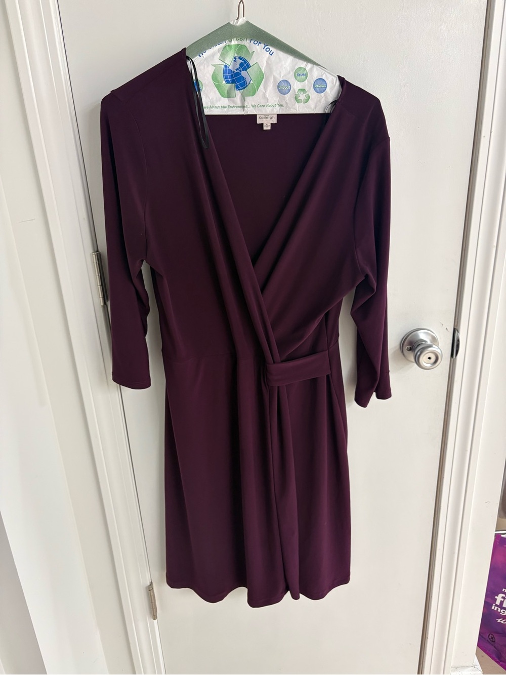 Kaileigh Plum Wrap-Style Long Sleeve Dress